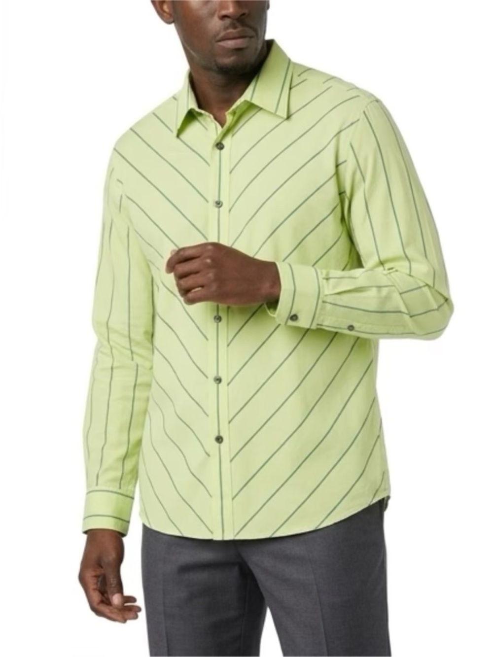 Kenneth Cole Lime Green Stripe Men's Dress Shirt